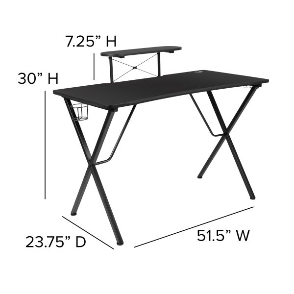 BlackArc Gaming Desk and Racing Chair Set with Headphone Hook, and Monitor Stand