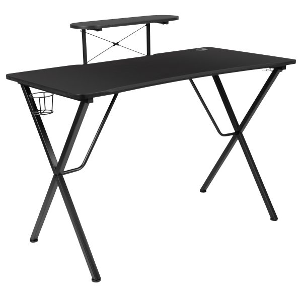 BlackArc Gaming Desk & Chair Set - Cup Holder, Headphone Hook, and Monitor Stand
