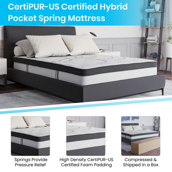 10 Inch CertiPUR-US Certified Hybrid Pocket Spring Mattress, Mattress in a Box - Premium Mattress