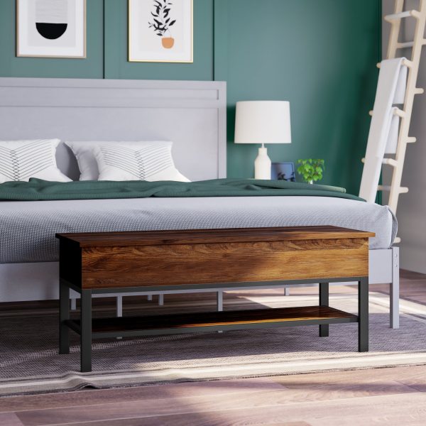 Marella Farmhouse Entryway Bench with Hinged Lift Top Seat